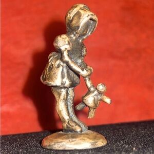 Rare, Retired James Avery Little Girl holding a doll figurine sterling silver